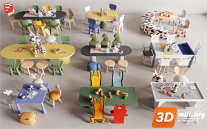 Kid's table and chairs Skp Files 